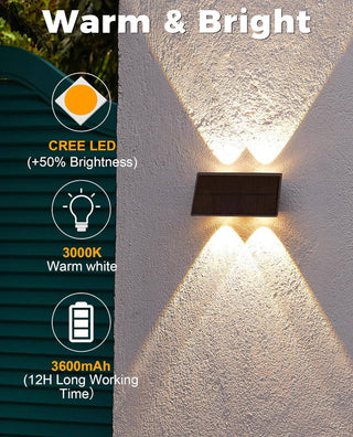 OutdoorSolarOutlet - Solar Wall Lights Outdoor Waterproof Led Up and Down Wall Lights,Solar Outdoor Lights Wall Sconce Exterior Lighting