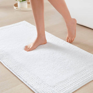Olliix - Reversible Cotton Bathroom Rugs, Bath Mat Washable Rug White