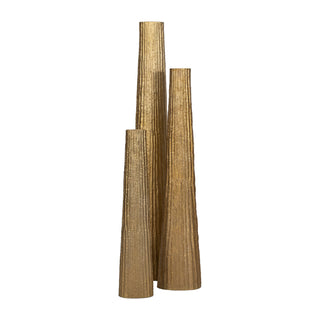 Sagebrook Home - Metal Ribbed Textured Finish Floor Vase - Gold, 58 in.