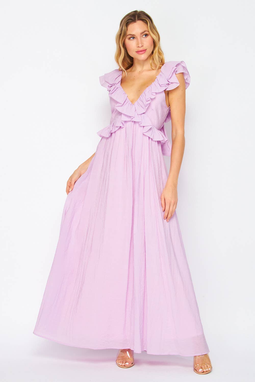 Lavender cross front dress