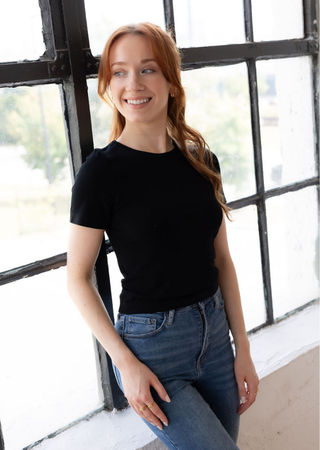 ELIETIAN - Short Sleeve Waist Length Top