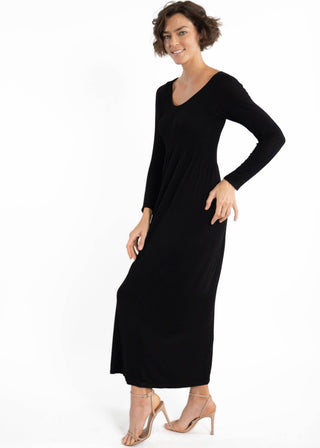 Long Sleeve Maxi Dress: Black