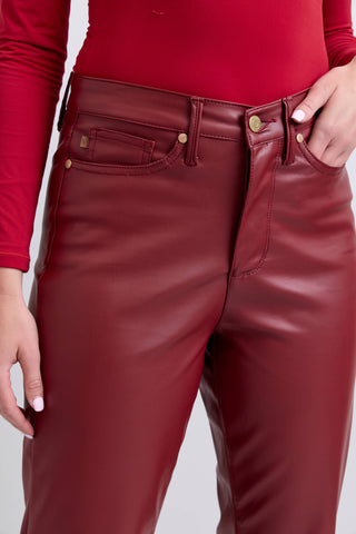 Judy Blue Jeans - Faux Leather Tummy Control High Waisted Straight