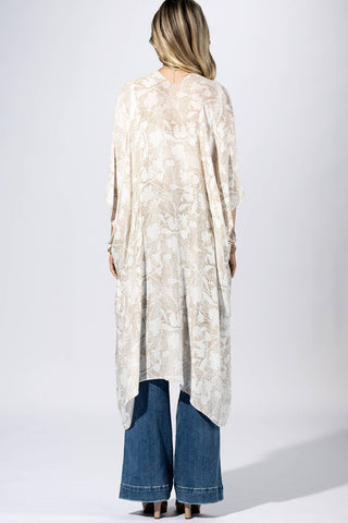 Beige Stripe Sheer Kimono