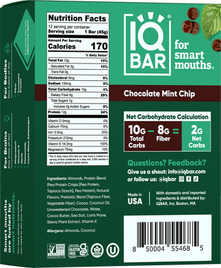 IQBAR - IQBAR Chocolate Mint Chip | Brain + Body Keto Protein Bars