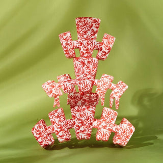 TELETIES medium all-tied up hair clip with red and white abstract print