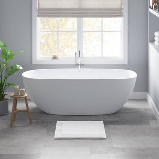 Olliix - Reversible Cotton Bathroom Rugs, Bath Mat Washable Rug White