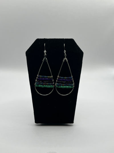 Earring and Bracelet Set - Purple/Black/Green