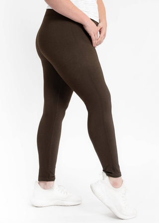 High Waist Crossover Leggings - Curvy Fit: BLACK DENIM