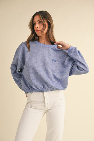 Letter Embroidery Crop Sweatshirt