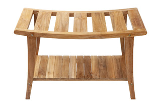 Nordic Teak - Nordic Style Solid Teak Asian Style Bench with Shelf