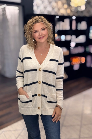 Black & White Striped Cardigan