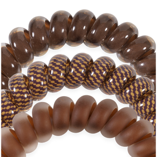 Teleties large spiral hair ties in Morning Brew coffee brown, front view