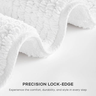 Olliix - Reversible Cotton Bathroom Rugs, Bath Mat Washable Rug White