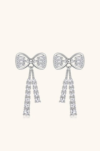 1.12 Carat Moissanite 925 Sterling Silver Bow Earrings - Just Believe Boutique