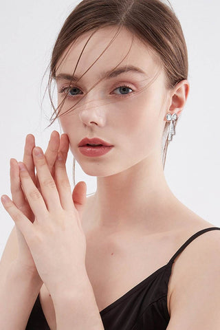 1.12 Carat Moissanite 925 Sterling Silver Bow Earrings - Just Believe Boutique