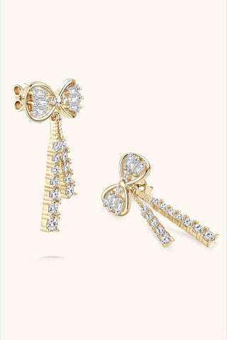 1.12 Carat Moissanite 925 Sterling Silver Bow Earrings - Just Believe Boutique