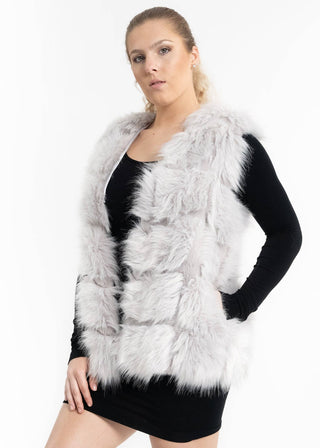 Posh Faux Fur Vest: Light Grey