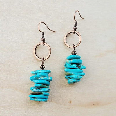 Blue Turquoise Stacked Gemstone Earrings - JustBelieve.Boutique
