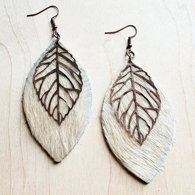 Oval Earrings in Blond Hair w/ Copper Feather - JustBelieve.Boutique
