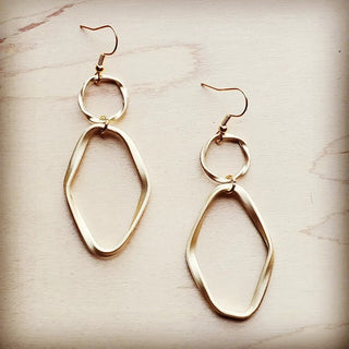 Matte Gold Hoop Earrings with Oval Hoop Dangle - JustBelieve.Boutique