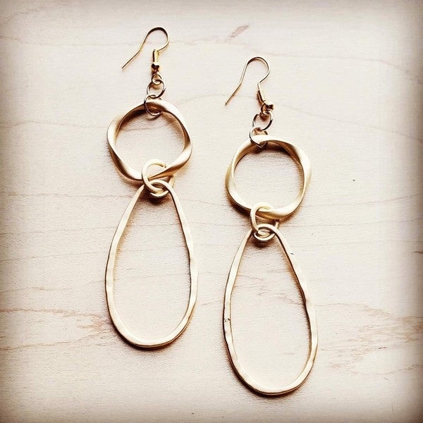 Matte Gold Hoop Earrings with Oval Hoop Dangle - JustBelieve.Boutique