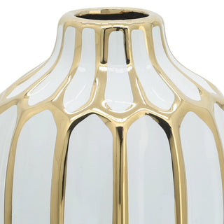 Sagebrook Home - Decorative Vase - White/Gold Ceramic Bud Abstract Modern,8in
