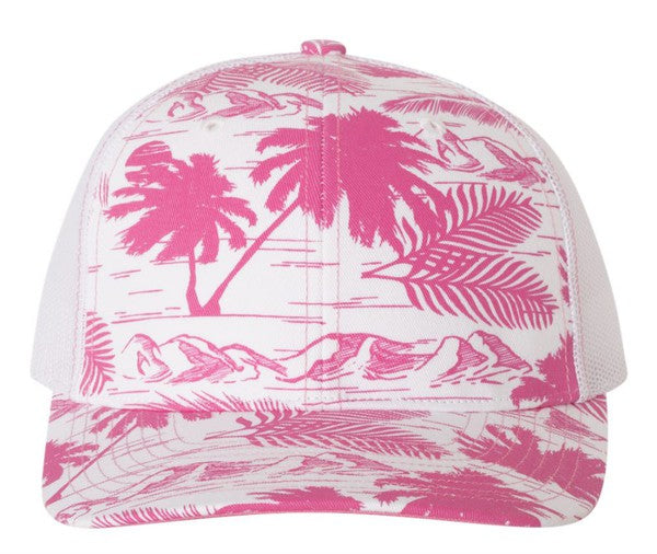 Bare Feet Only Pink Island Print Trucker hat