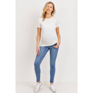 Stretch Maternity Skinny Jeans With Elastic Belly Band