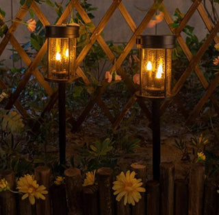 OutdoorSolarOutlet - Solar Flickering Candle Lantern Outdoor Garden Stake Lights