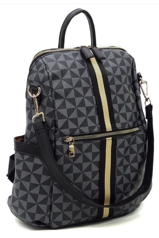 PM Monogram Striped Convertible Backpack - JustBelieve.Boutique