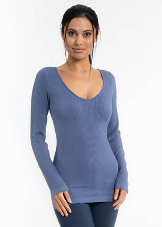 ELIETIAN - Ribbed Long Sleeve Top