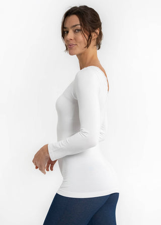 Lace Trim Long Sleeve: White