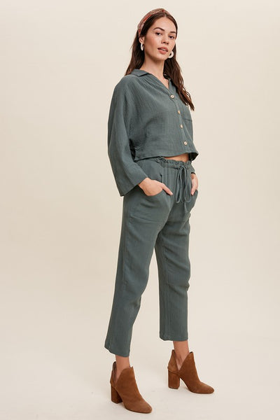 Long Sleeve Button Down and Pant Set