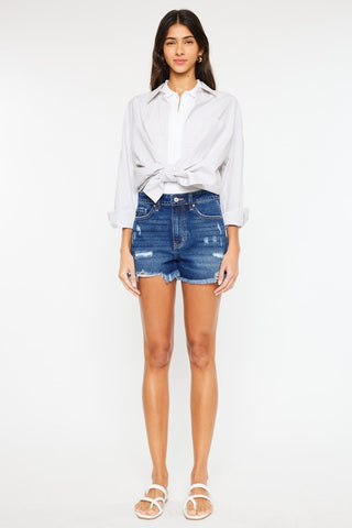 High Rise No Stitch Frayed Hem Shorts