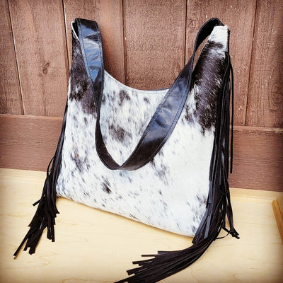 Montana Hobo Handbag Black & White Hair-on-Hide - JustBelieve.Boutique