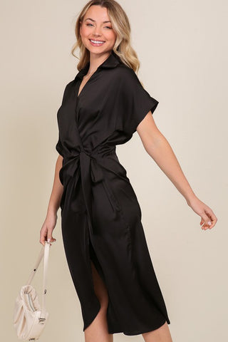 Elegant & Flattering Satin Wrap Dress