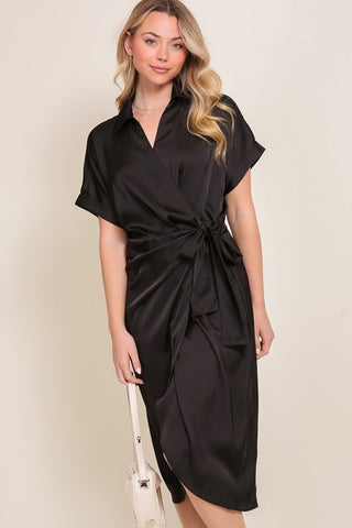 Elegant & Flattering Satin Wrap Dress