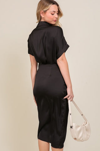 Elegant & Flattering Satin Wrap Dress