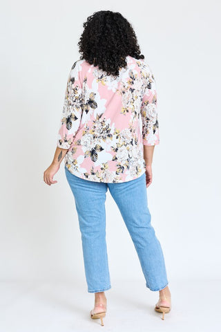 Plus Floral Bottom Knot Tunic - JustBelieve.Boutique