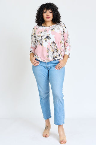 Plus Floral Bottom Knot Tunic - JustBelieve.Boutique