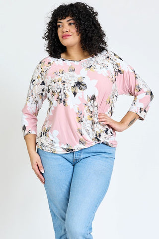 Plus Floral Bottom Knot Tunic - JustBelieve.Boutique