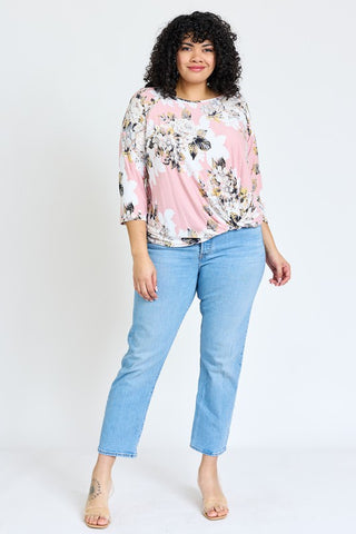 Plus Floral Bottom Knot Tunic - JustBelieve.Boutique