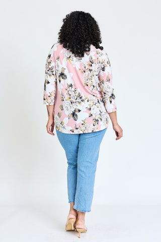 Plus Floral Bottom Knot Tunic - JustBelieve.Boutique