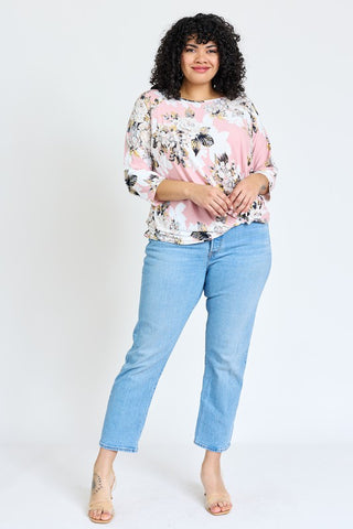 Plus Floral Bottom Knot Tunic - JustBelieve.Boutique