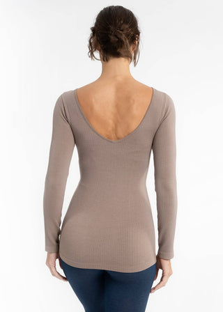 ELIETIAN - Ribbed Long Sleeve Top