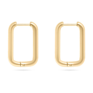 18K Gold PVD Rounded Rectangle Everyday Huggie Earrings - Just Believe Boutique