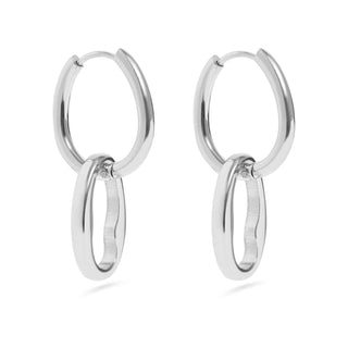 18K Gold PVD Stainless Steel Interlocked Oval Pendant Earrings / ERJ0041 - Just Believe Boutique