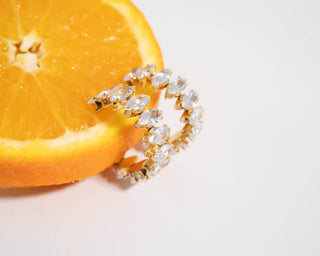 18K Gold PVD Stainless Steel Marquis CZ Stone Hoop Earrings - Just Believe Boutique