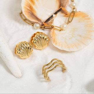 18K Gold PVD Steel Station Pearl Paperclip Chain Bracelet - Just Believe Boutique